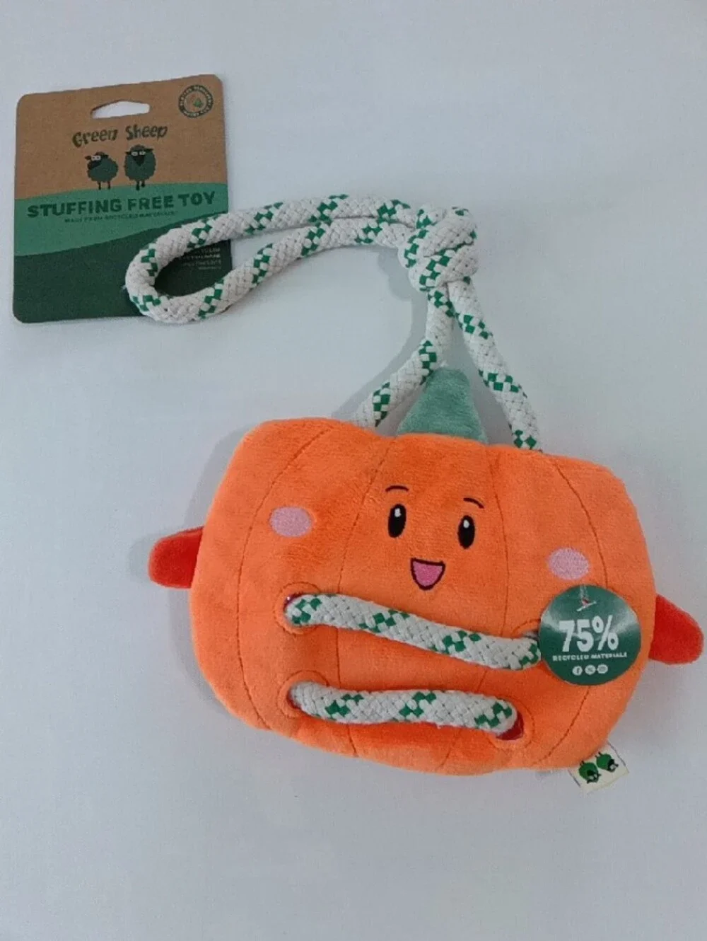 Green Sheep Stuffing Pumpkin 🐶 Dog Toy, Durable Plush Squeaky